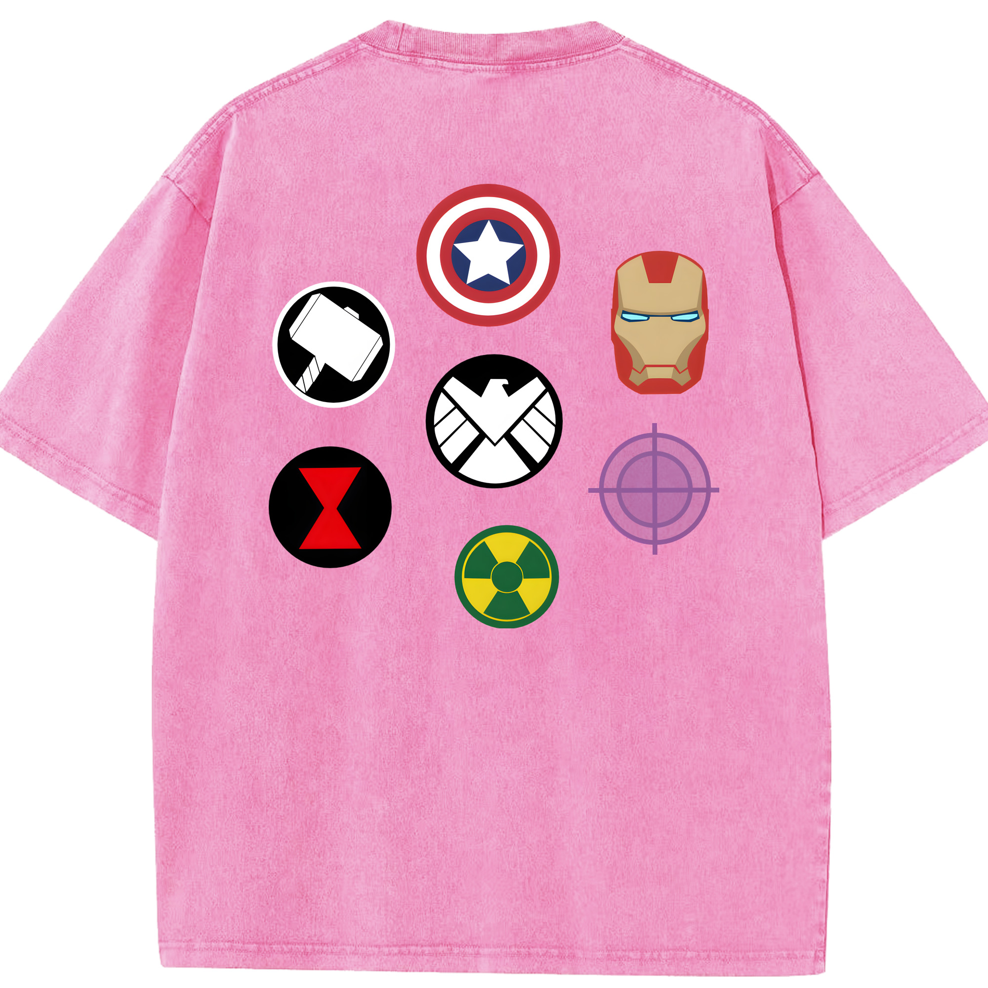 （画像用） アベンジャーズ The Avengers 綿100% ヴィンテージ風 半袖Tシャツ（背面プリント）